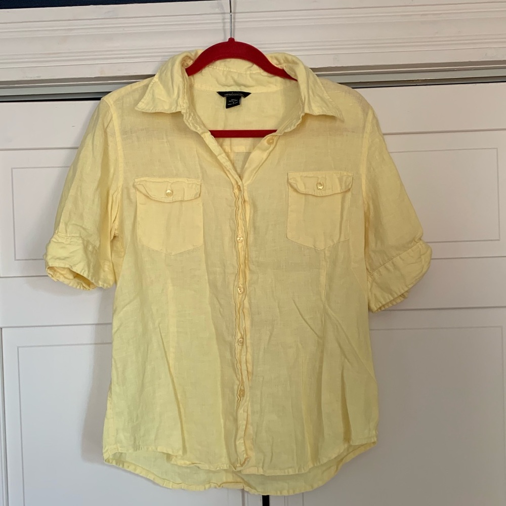 Sunny yellow linen camp shirt